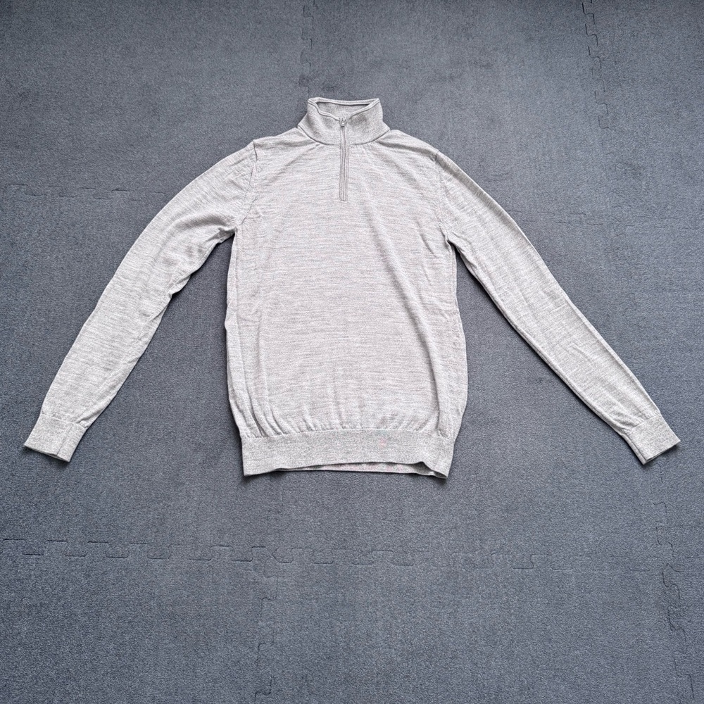 Reiss Light Gray Fine Merino Wool Turtleneck Slim Fit Sweater Small